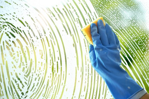 Carpet cleaning team using safe lifting and floor protection practices