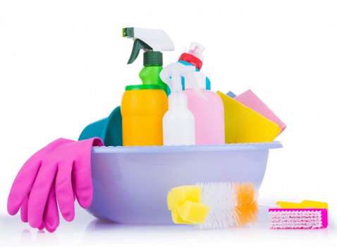 Team member using professional carpet cleaning equipment safely
