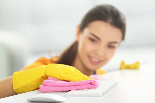 Technician assessing a carpet stain in a Crystal Palace home